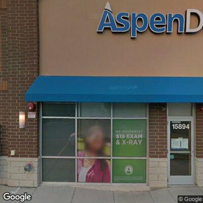 Thumbnail image of the front of a dentist office practice with the name Aspen Dental which is located in Orland Park, IL