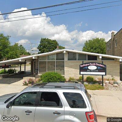 Thumbnail image of the front of a dentist office practice with the name Burlington Family Dentistry which is located in Burlington, WI