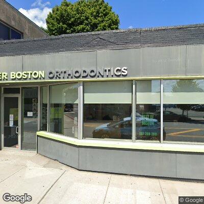 Thumbnail image of the front of a dentist office practice with the name Greater Boston Orthodontics which is located in Waltham, MA