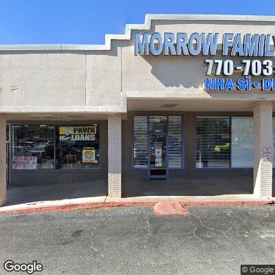 Thumbnail image of the front of a dentist office practice with the name Morrow family dentistry which is located in Morrow, GA