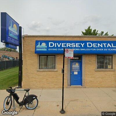 Thumbnail image of the front of a dentist office practice with the name Diversey Dental Center which is located in Chicago, IL