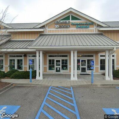 Thumbnail image of the front of a dentist office practice with the name Palmetto Coast Dental which is located in Pawleys Island, SC