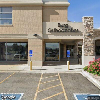 Thumbnail image of the front of a dentist office practice with the name Burg Orthodontics which is located in Murray, UT