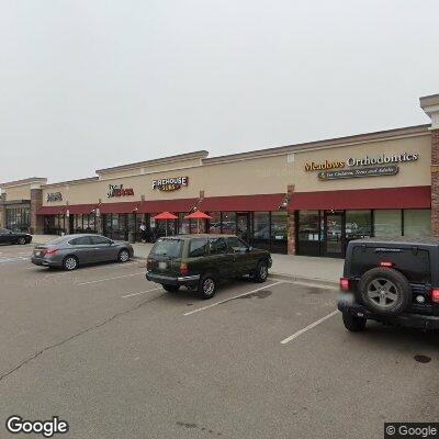 Thumbnail image of the front of a dentist office practice with the name Meadows Orthodontics which is located in Castle Rock, CO