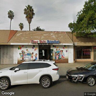 Thumbnail image of the front of a dentist office practice with the name Tiny Tots Dental which is located in Pomona, CA