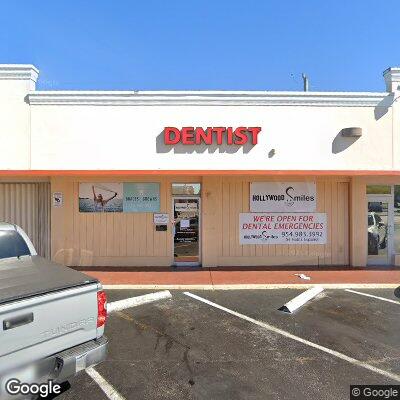 Thumbnail image of the front of a dentist office practice with the name hollywood smiles which is located in Hollywood, FL