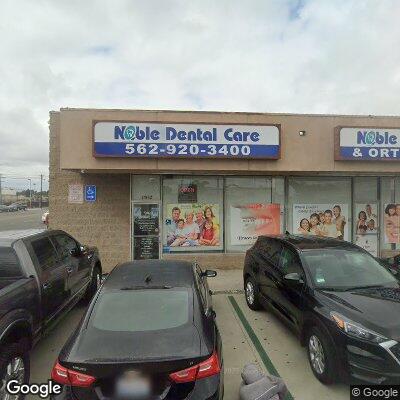 Thumbnail image of the front of a dentist office practice with the name Noble Dental Care which is located in Bellflower, CA