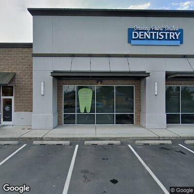 Thumbnail image of the front of a dentist office practice with the name Smokey Point Smiles Dentistry which is located in Marysville, WA