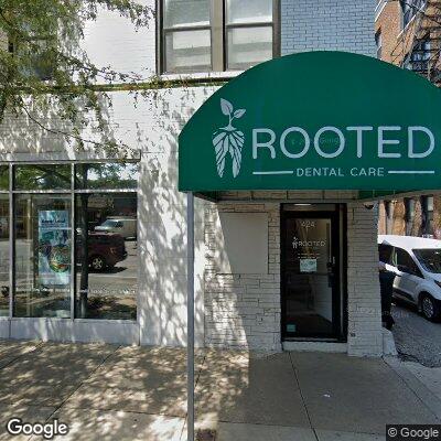 Thumbnail image of the front of a dentist office practice with the name Rooted Dental Care which is located in Chicago, IL