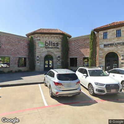 Thumbnail image of the front of a dentist office practice with the name Bliss Orthodontics which is located in Coppell, TX