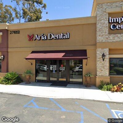 Thumbnail image of the front of a dentist office practice with the name Aria Dental Care which is located in Mission Viejo, CA