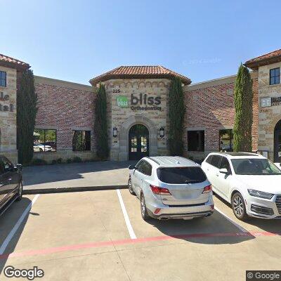 Thumbnail image of the front of a dentist office practice with the name Bliss Orthodontics which is located in Coppell, TX