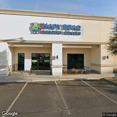 Thumbnail image of the front of a dentist office practice with the name Hapy Bear Surgery Center which is located in Tulare, CA