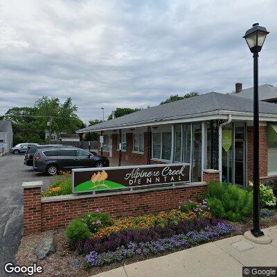 Thumbnail image of the front of a dentist office practice with the name Alpine Creek Dental which is located in Elmhurst, IL