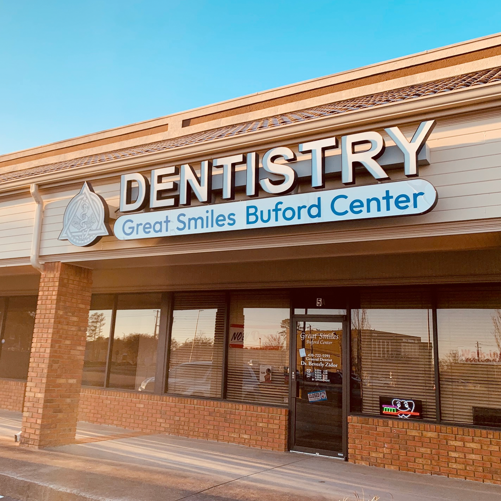 Thumbnail image of the front of a dentist office practice with the name Great Smiles Buford Center which is located in Buford, GA