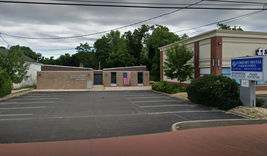 Thumbnail image of the front of a dentist office practice with the name Rocky Point Orthodontics which is located in Rocky Point, NY