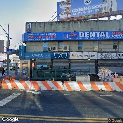 Thumbnail image of the front of a dentist office practice with the name Yes Dental which is located in New York, NY