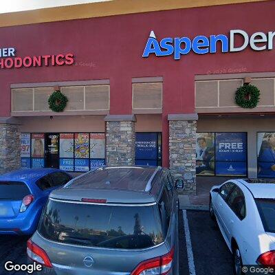 Thumbnail image of the front of a dentist office practice with the name Aspen Dental which is located in Phoenix, AZ