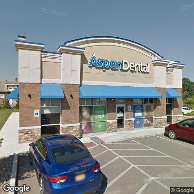 Thumbnail image of the front of a dentist office practice with the name Aspen Dental which is located in Olean, NY