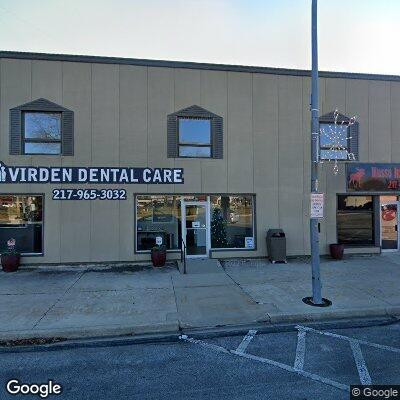 Thumbnail image of the front of a dentist office practice with the name Virden Dental Care which is located in Virden, IL