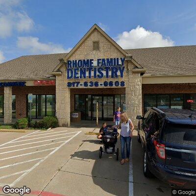 Thumbnail image of the front of a dentist office practice with the name Rhome Family Dentistry which is located in Rhome, TX