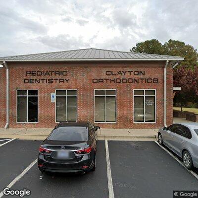 Thumbnail image of the front of a dentist office practice with the name Clayton Pediatric Dental Center which is located in Clayton, NC