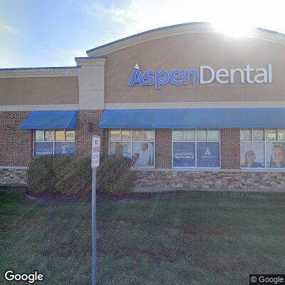 Thumbnail image of the front of a dentist office practice with the name Aspen Dental which is located in Galesburg, IL