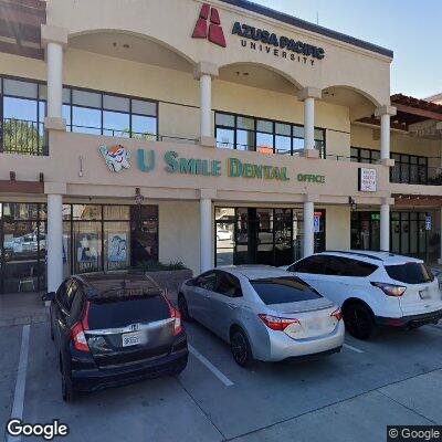 Thumbnail image of the front of a dentist office practice with the name U Smile Dental which is located in Azusa, CA