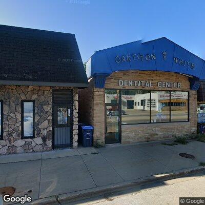 Thumbnail image of the front of a dentist office practice with the name Oakton White Dental Center which is located in Des Plaines, IL