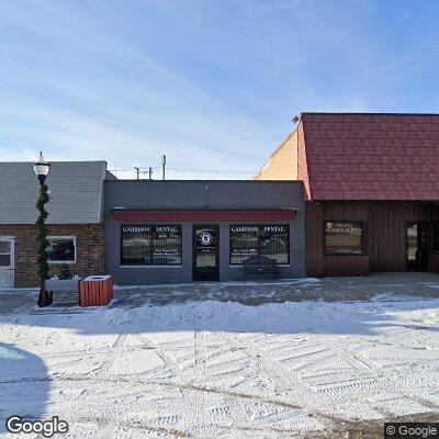 Thumbnail image of the front of a dentist office practice with the name Garrison Dental which is located in Garrison, ND