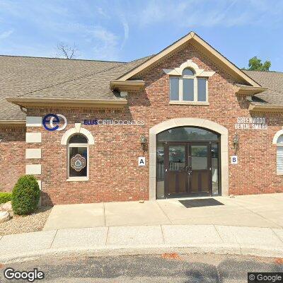 Thumbnail image of the front of a dentist office practice with the name M.A. Vorhies Orthodontics which is located in Greenwood, IN