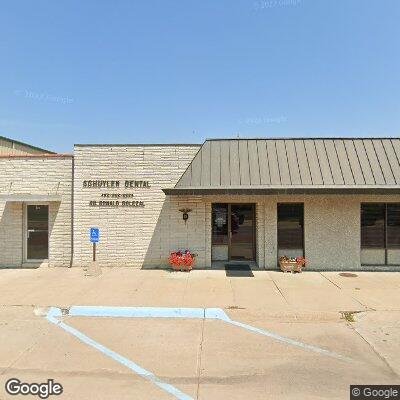 Thumbnail image of the front of a dentist office practice with the name Schuyler Dental Clinic which is located in Schuyler, NE