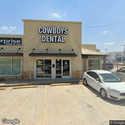 Thumbnail image of the front of a dentist office practice with the name Cowboys Dental which is located in Carrollton, TX