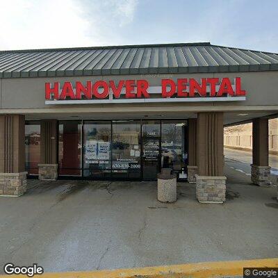 Thumbnail image of the front of a dentist office practice with the name Hanover Dental which is located in Hanover Park, IL