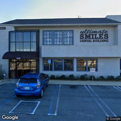 Thumbnail image of the front of a dentist office practice with the name Ultimate Smiles Building which is located in Brea, CA