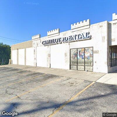 Thumbnail image of the front of a dentist office practice with the name Camelot Dental which is located in Windcrest, TX