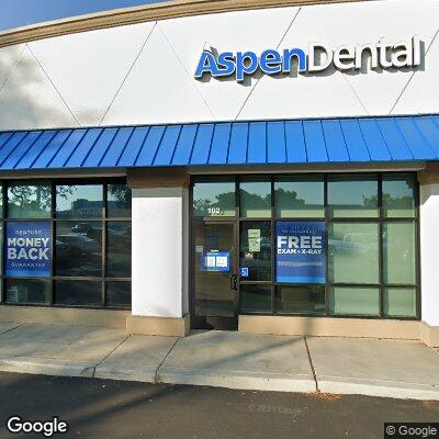 Thumbnail image of the front of a dentist office practice with the name Aspen Dental which is located in Clovis, CA