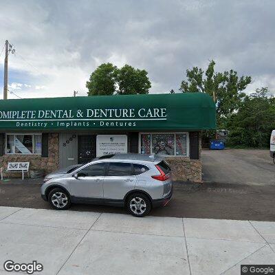 Thumbnail image of the front of a dentist office practice with the name Complete Denture Care which is located in Arvada, CO