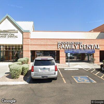 Thumbnail image of the front of a dentist office practice with the name Mountain View Family Dental which is located in Mesa, AZ