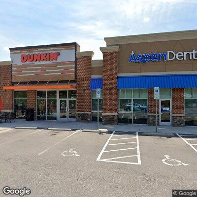 Thumbnail image of the front of a dentist office practice with the name Aspen Dental which is located in Wake Forest, NC