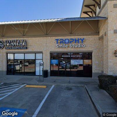 Thumbnail image of the front of a dentist office practice with the name Trophy Dental which is located in Roanoke, TX