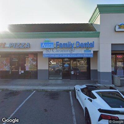 Thumbnail image of the front of a dentist office practice with the name Aura Family Dental which is located in Manteca, CA