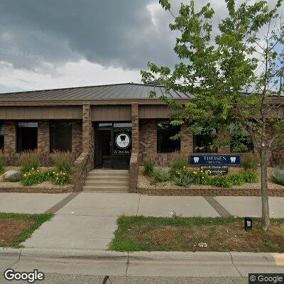 Thumbnail image of the front of a dentist office practice with the name Theisen Dental which is located in Sauk Rapids, MN