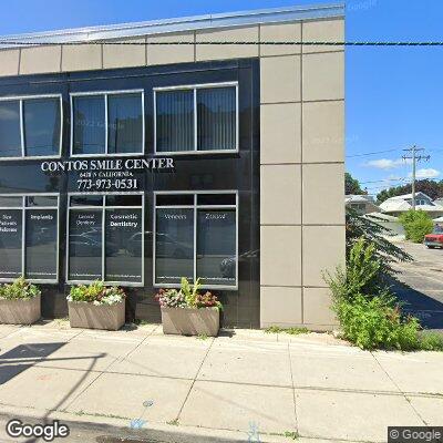 Thumbnail image of the front of a dentist office practice with the name Contos Smile Center which is located in Chicago, IL