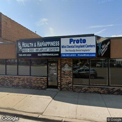 Thumbnail image of the front of a dentist office practice with the name Health & Happiness which is located in Oak Lawn, IL