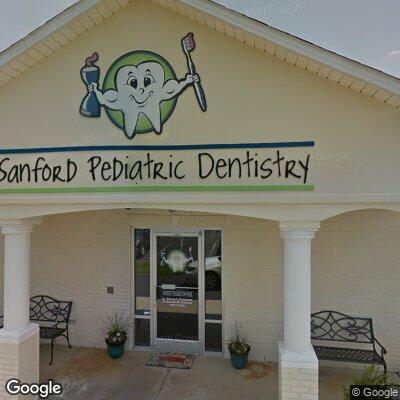 Thumbnail image of the front of a dentist office practice with the name Sanford Pediatric Dentistry which is located in Sanford, NC