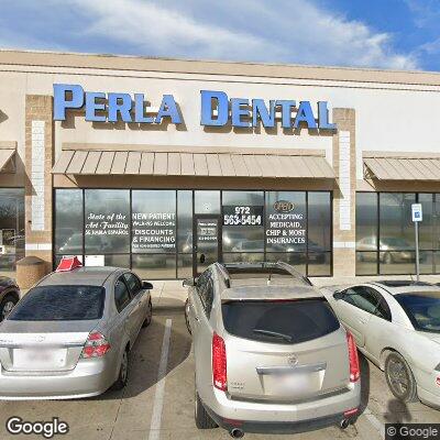 Thumbnail image of the front of a dentist office practice with the name Perla Dental which is located in Terrell, TX