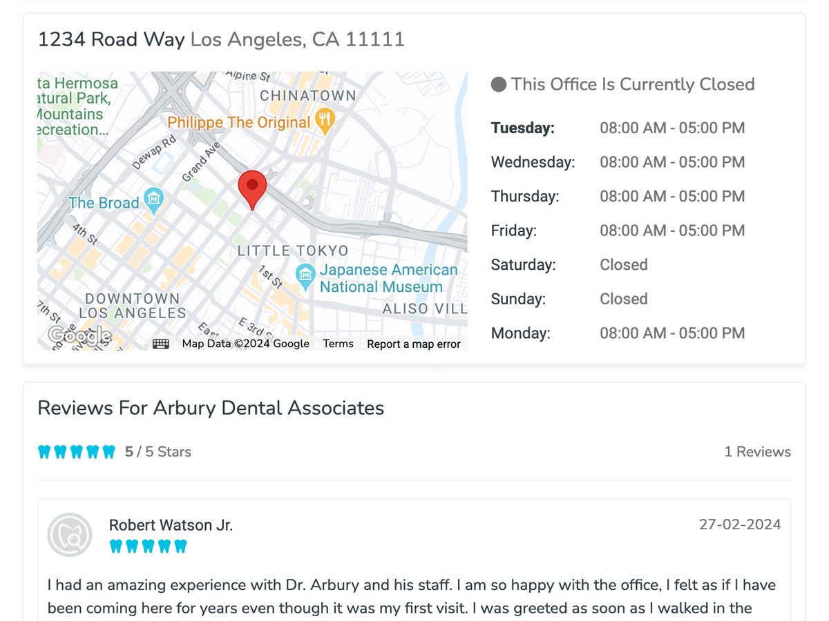 Screen Shot Of Provider Page Showing A Map And Partial Review